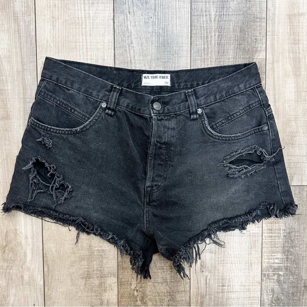 We The Free Charcoal Distressed Jean Shorts